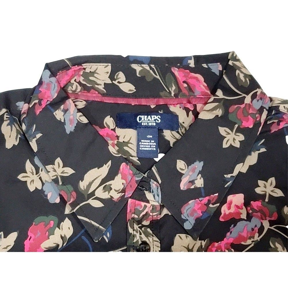 CHAPS Women's Size M Easy Care Button Up No Iron Stretch Modal Floral Blouse - Picture 8 of 16